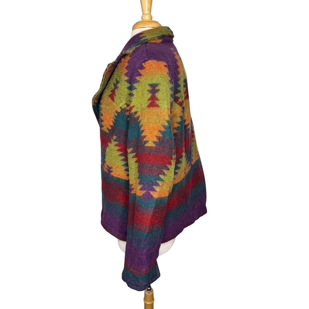COLDWATER CREEK Colorful Southwestern Print Woven Blanket Coat Size XL Petite - Picture 2 of 10